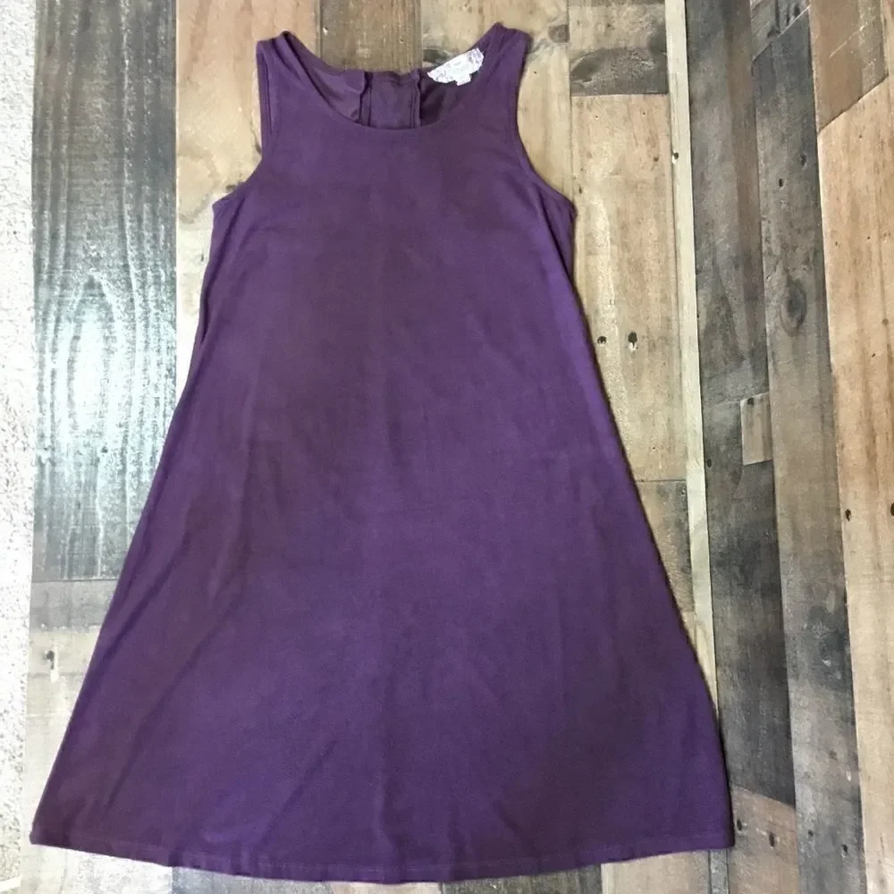 Pink Republic Tunic Blouse Mini Dress Tent Style Criss cross back tie Purple XS